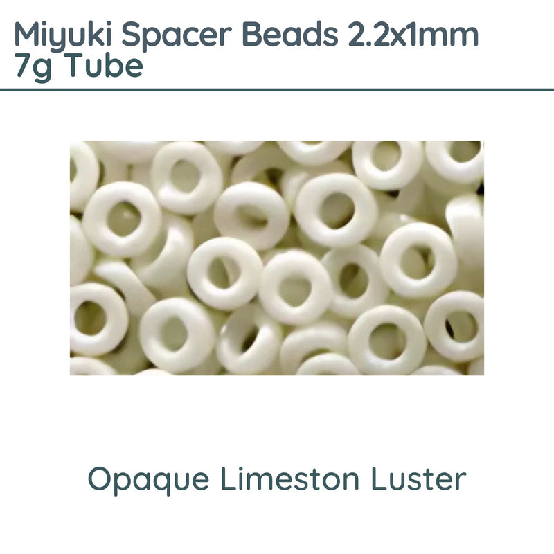 Miyuki Spacer Beads, 2.2x1mm, 7g Tube, Opaque Limeston Luster - The Argus Collection