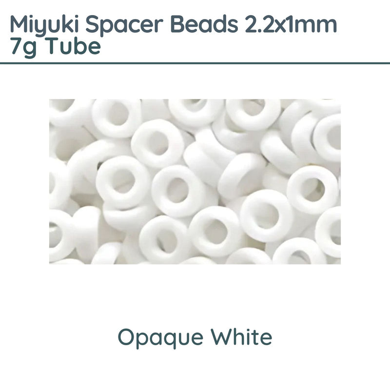 Miyuki Spacer Beads, 2.2x1mm, 7g Tube, Matte White AB - The Argus Collection