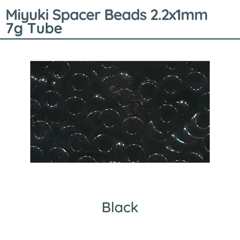 Miyuki Spacer Beads, 2.2x1mm, 7g Tube, Black - The Argus Collection