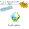 WHOLESALE Preciosa Bicones/Rondelle, 3MM, Peridot Glitter - The Argus Collection