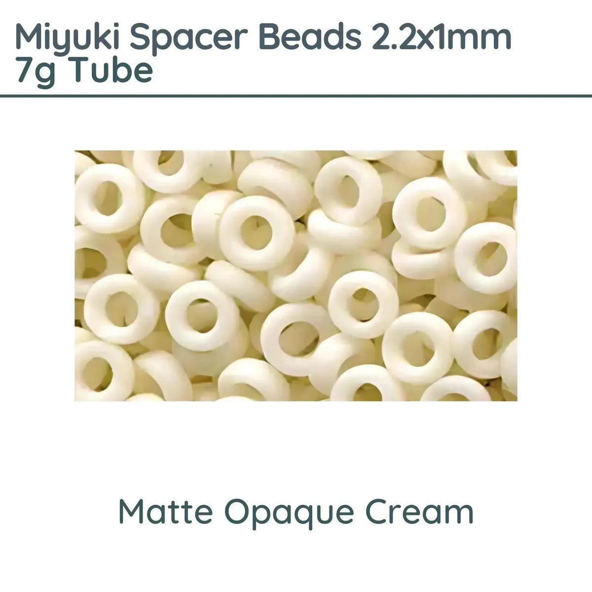 Miyuki Spacer Beads, 2.2x1mm, 7g Tube, Matte Opaque Cream - The Argus Collection