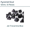 Pyramid Stud Beads, 12mm, Jet Travertine Blue - The Argus Collection