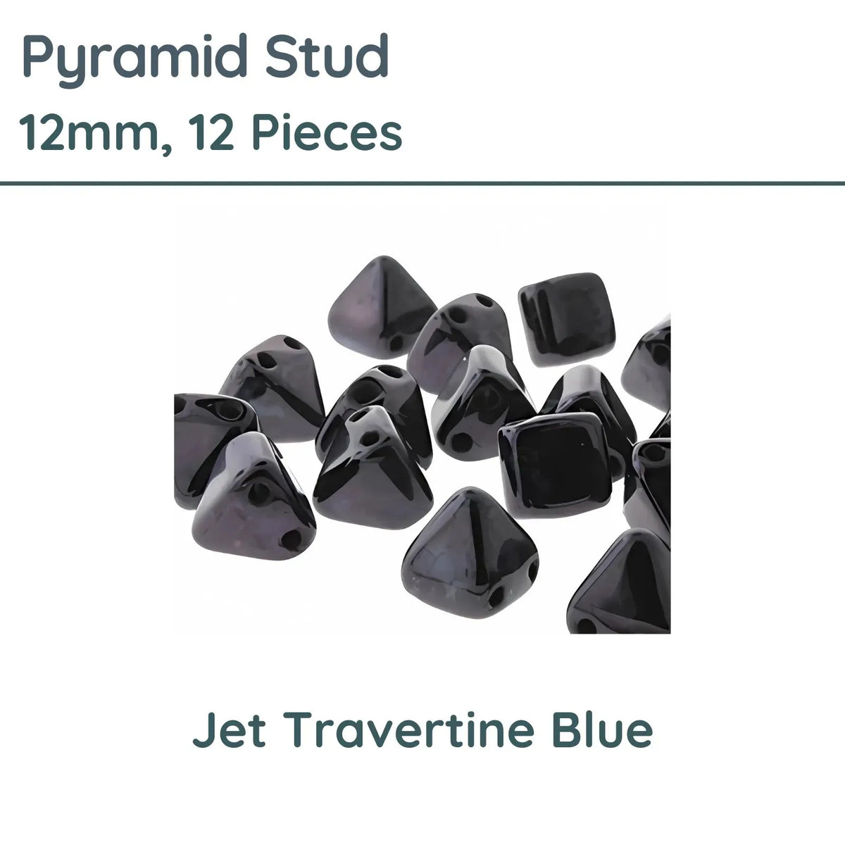 Pyramid Stud Beads, 12mm, Jet Travertine Blue - The Argus Collection