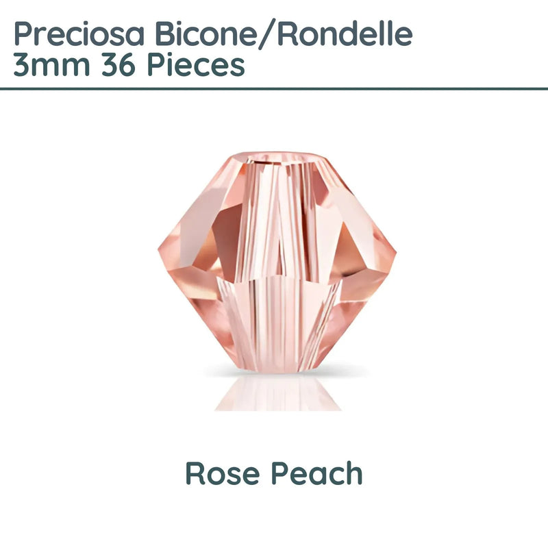 Preciosa Bicones/Rondelle, 3mm, Rose Peach - The Argus Collection