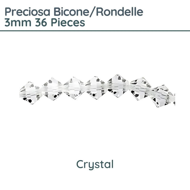 Preciosa Bicones/Rondelle, 3mm, Crystal - The Argus Collection