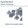 Pyramid Stud Beads, 12mm, White Terracotta Blue - The Argus Collection