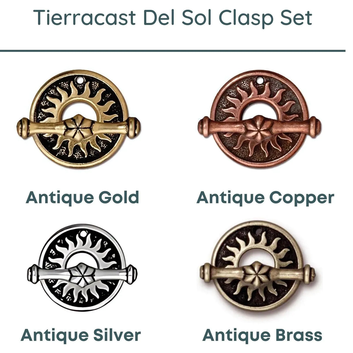 Tierracast Del Sol Toggle Clasp, 18mm, 4 Finishes - The Argus Collection