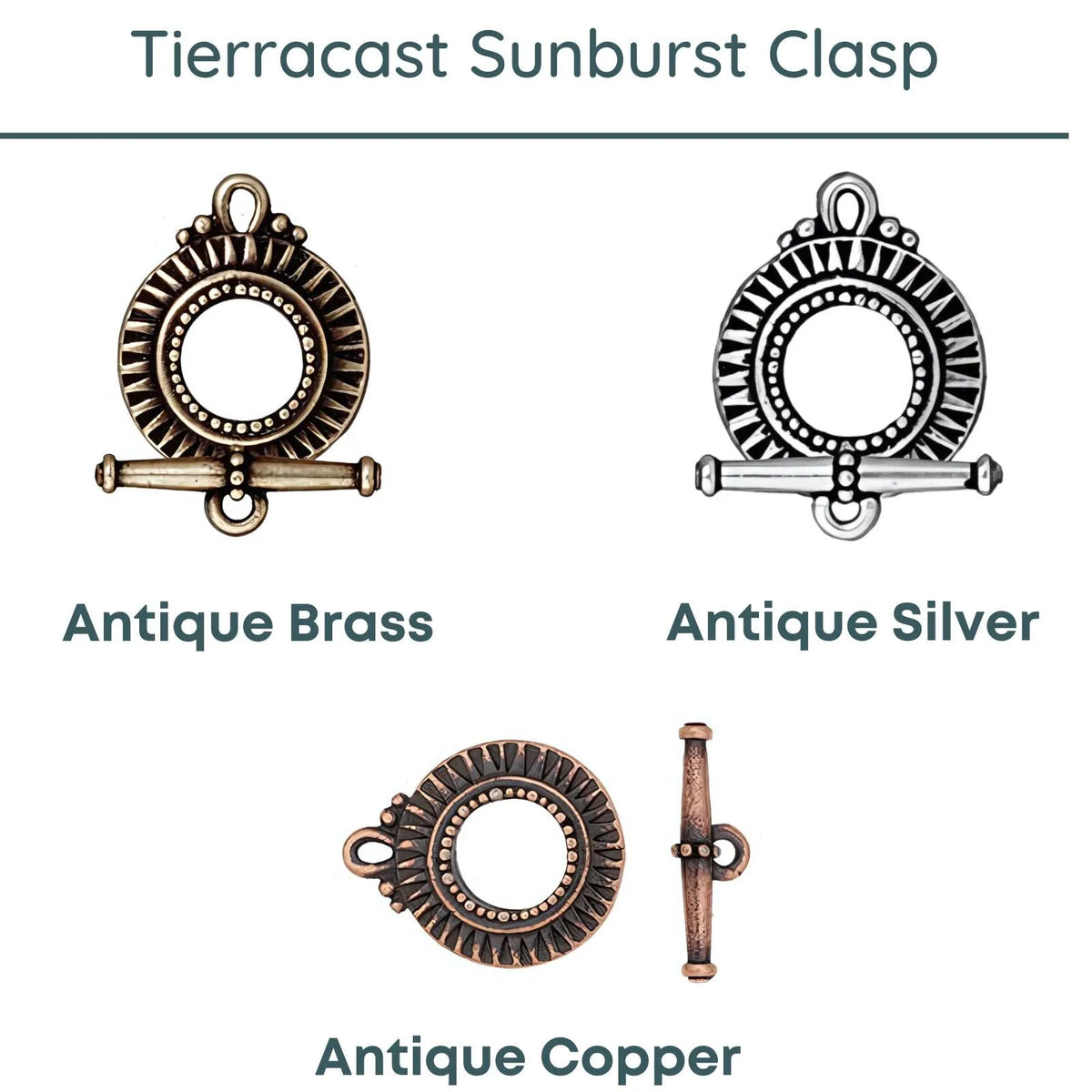 Tierracast, Sunburst Toggle Clasp, 3 Finishes - The Argus Collection