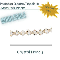 WHOLESALE Preciosa Bicones/Rondelle, 3mm, Crystal Honey - The Argus Collection