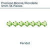 Preciosa Bicones/Rondelle, 3mm, Peridot - The Argus Collection