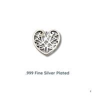 Scroll Heart Charm, 13mm, 2 Finishes - The Argus Collection