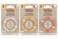 20 Gauge German-Style Round Wire in silver, gold and copper finishes, 6m coils in Beadsmith packaging