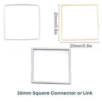 20mm Square Connector or Link, 304 Stainless Steel, Bezel Frames