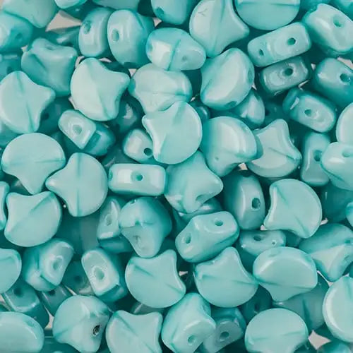 Ginko Beads, Silk Blue Opal, 10g.