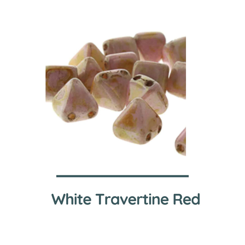 Pyramid Stud Beads, 12mm, White Travertine Red - The Argus Collection