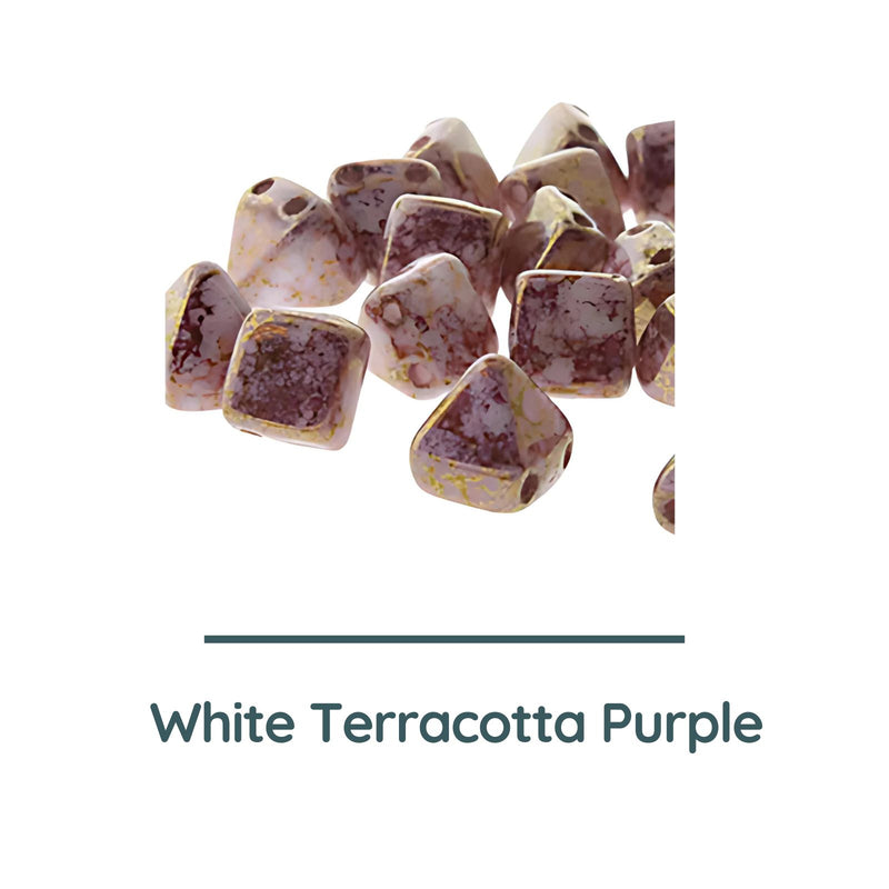 Pyramid Stud Beads, 12mm, White Terracotta Purple - The Argus Collection