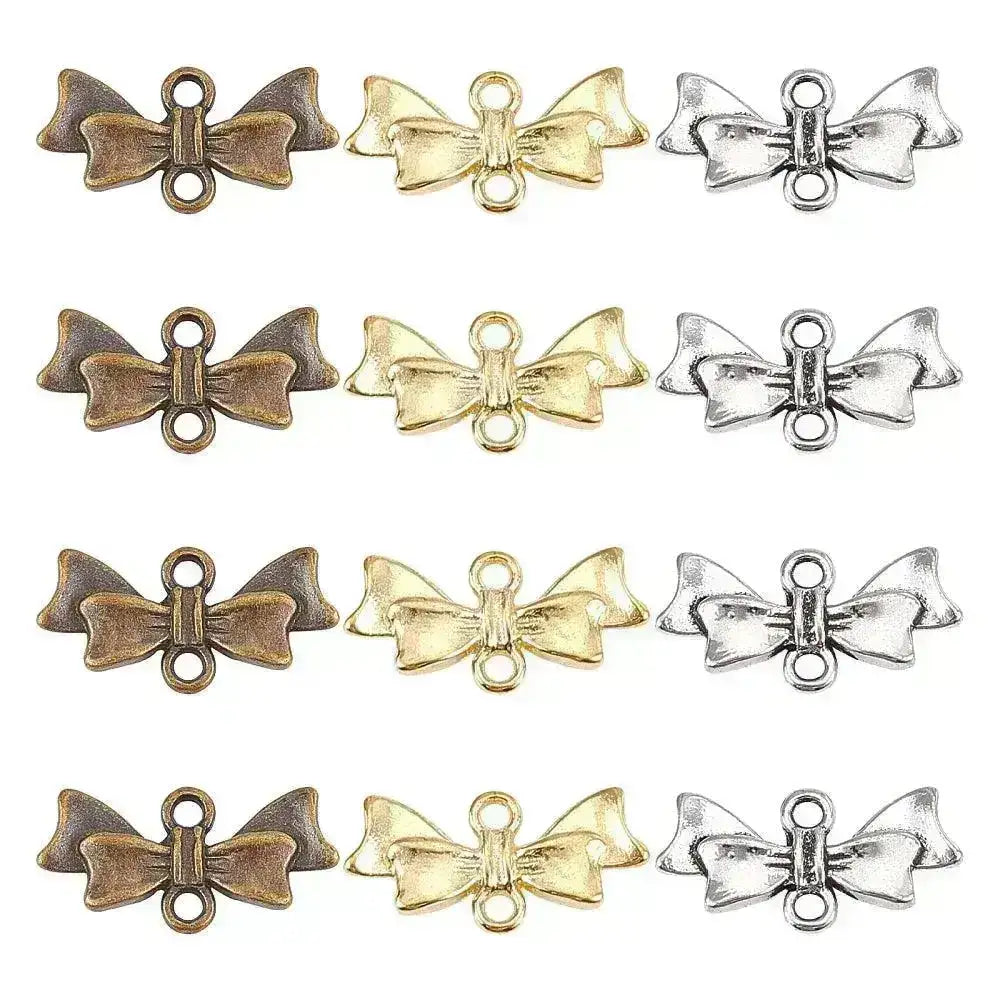 Double Bow Charm, Connector or Link, 3 Colors, 2 Pieces - The Argus Collection