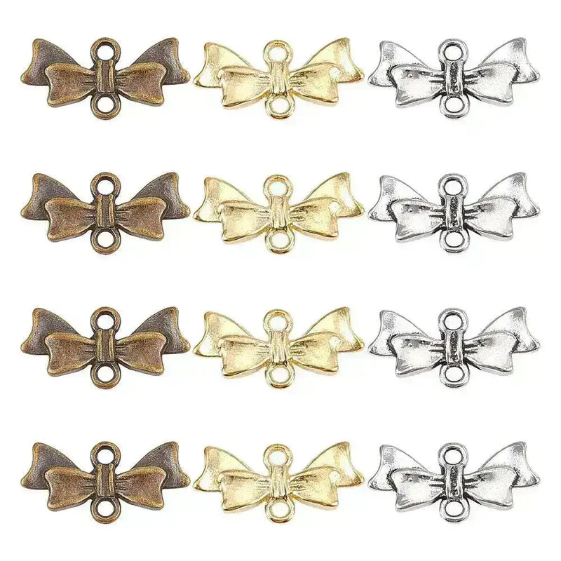 Double Bow Charm, Connector or Link, 3 Colors, 2 Pieces - The Argus Collection