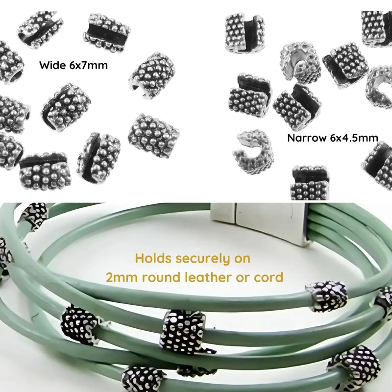 Small Dots Crimp Beads, for 2mm Round Leather or Cord - The Argus Collection