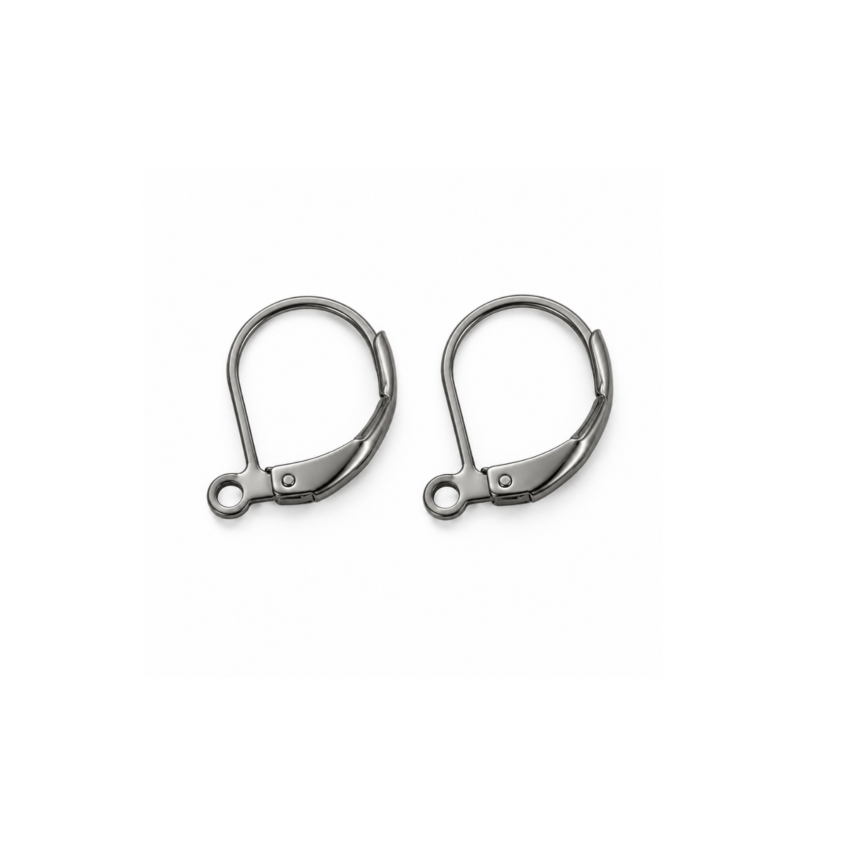 Pair of gunmetal 304 stainless steel leverback earring findings with loop.
