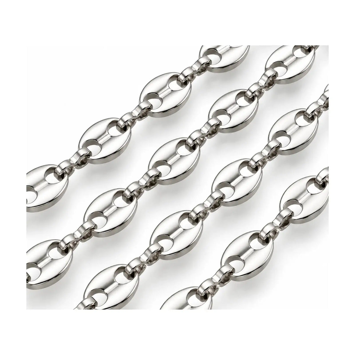 Close-up of 304 stainless steel coffee bean chain links