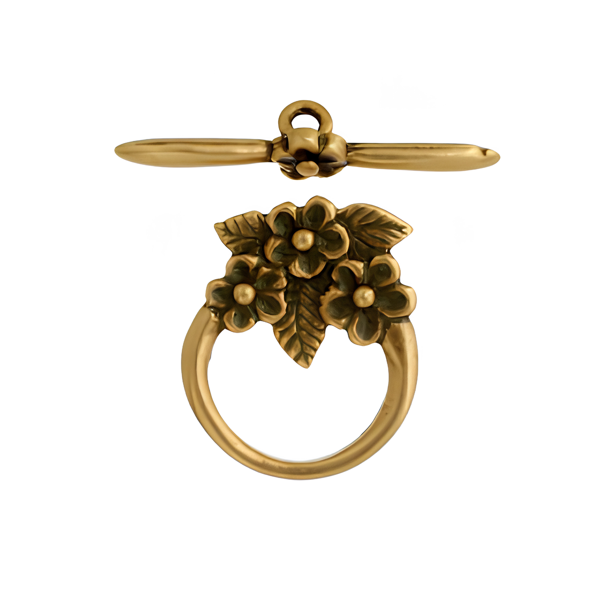 3FlowersToggle-AntiqueBrass - The Argus Collection