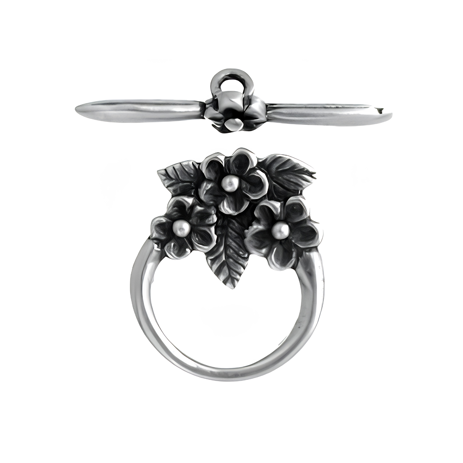 3FlowersToggle-AntiqueSilver - The Argus Collection
