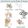 Jump Rings, 4mm, 21 Gauge, 9 Finishes - The Argus Collection