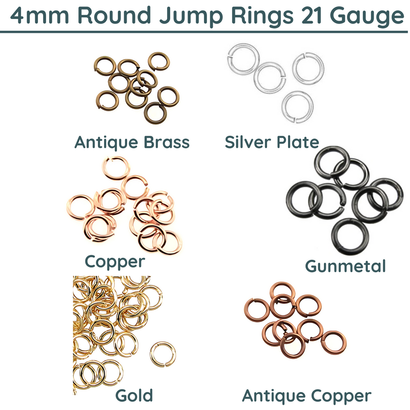 Jump Rings, 4mm, 21 Gauge, 9 Finishes