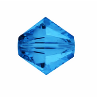Brilliance Crystal Bicones 5328, 4mm, Capri Blue - The Argus Collection