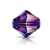 Brilliance Crystal Bicones 5328, 4mm, Dark Indigo Brandy Coated