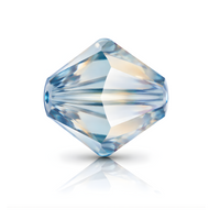 Brilliance Crystal Bicones 5328, 4mm, Light Sapphire Brandy Coated