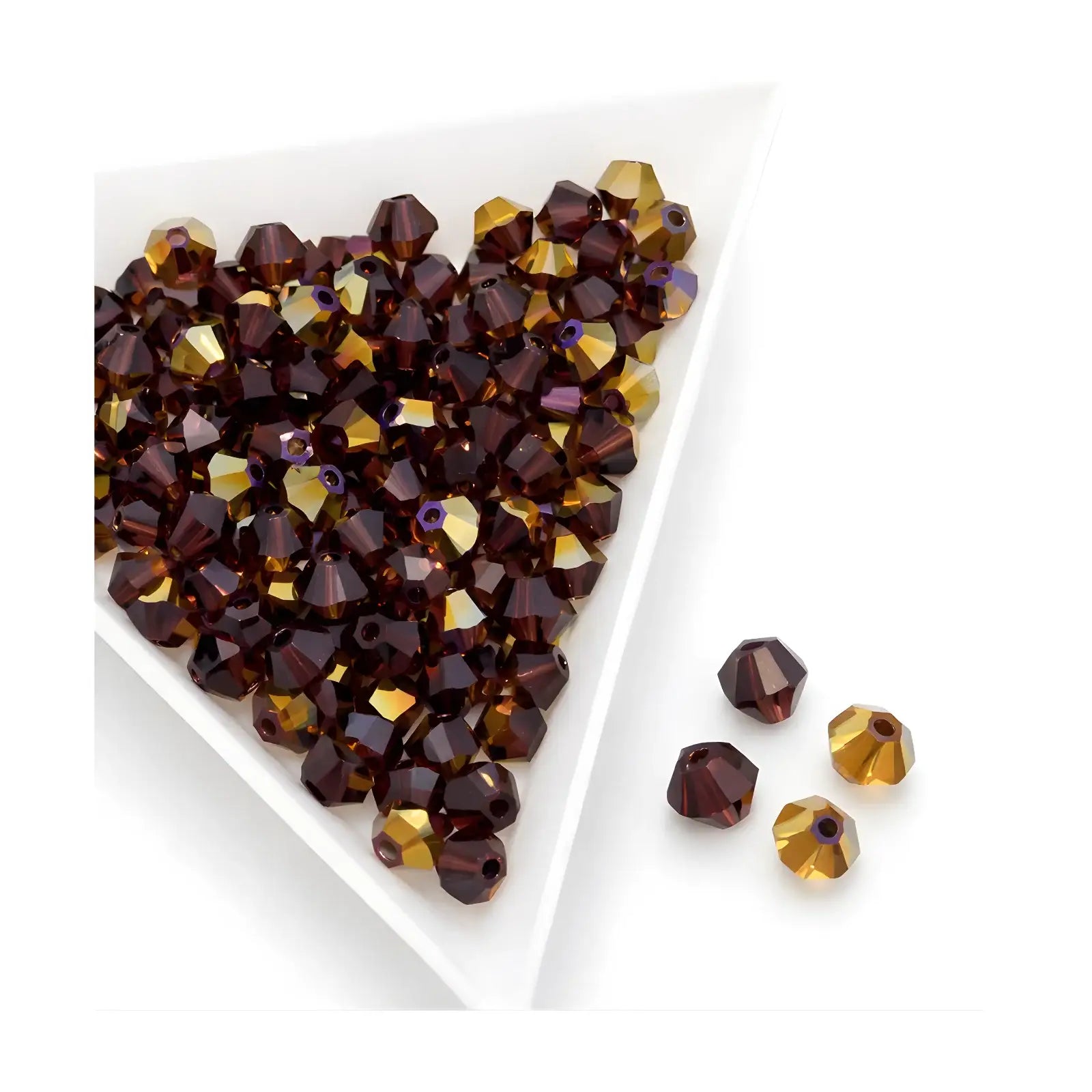 Brilliance Austrian Crystal Bicones 5328, 4mm, Burgundy Brandy Coated - The Argus Collection
