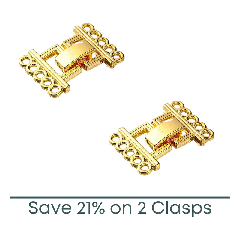 Foldover 5, 5-Strand Clasp, Gold or Copper - The Argus Collection