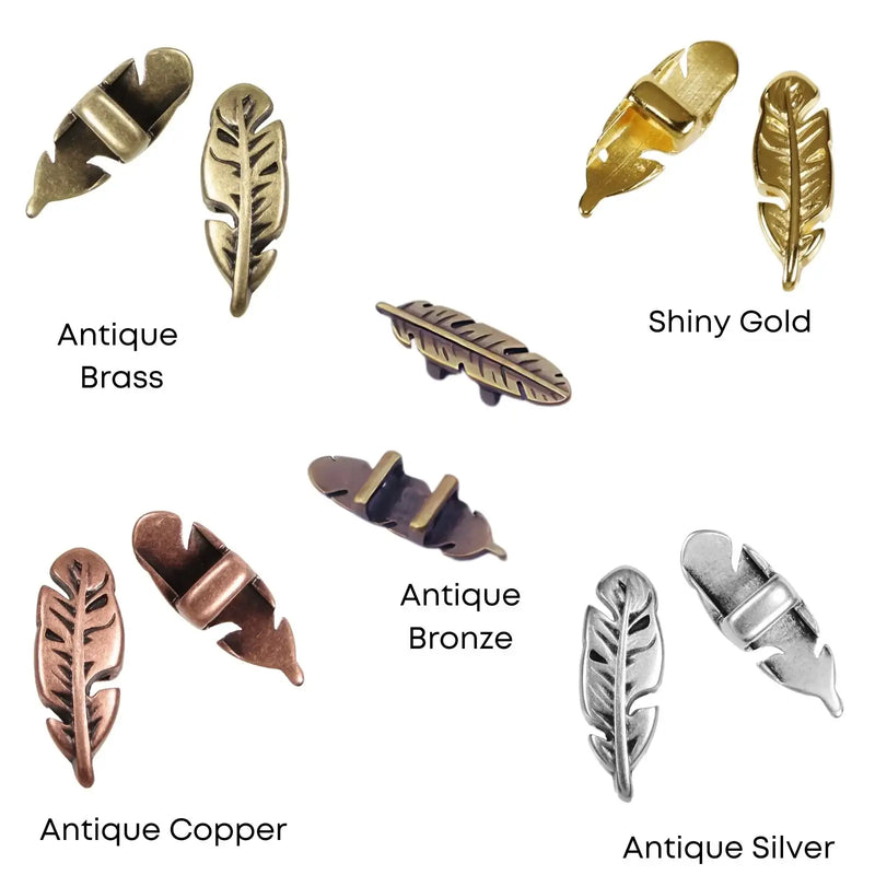 Feather Sliders for Leather or Cork, 5mm, in 4 Finishes - The Argus Collection