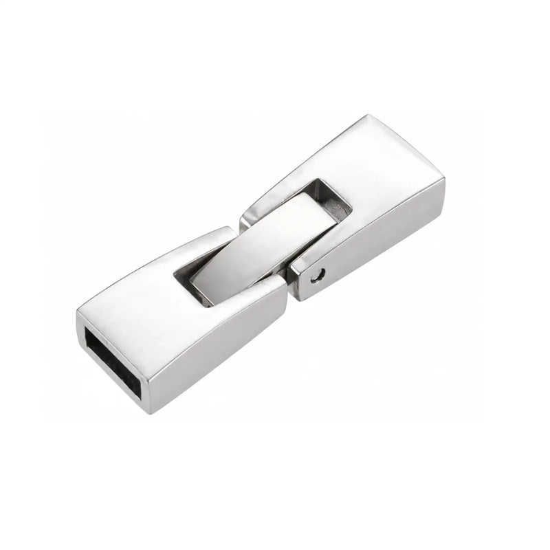 304 stainless steel foldover clasp for 5mm flat leather or cord