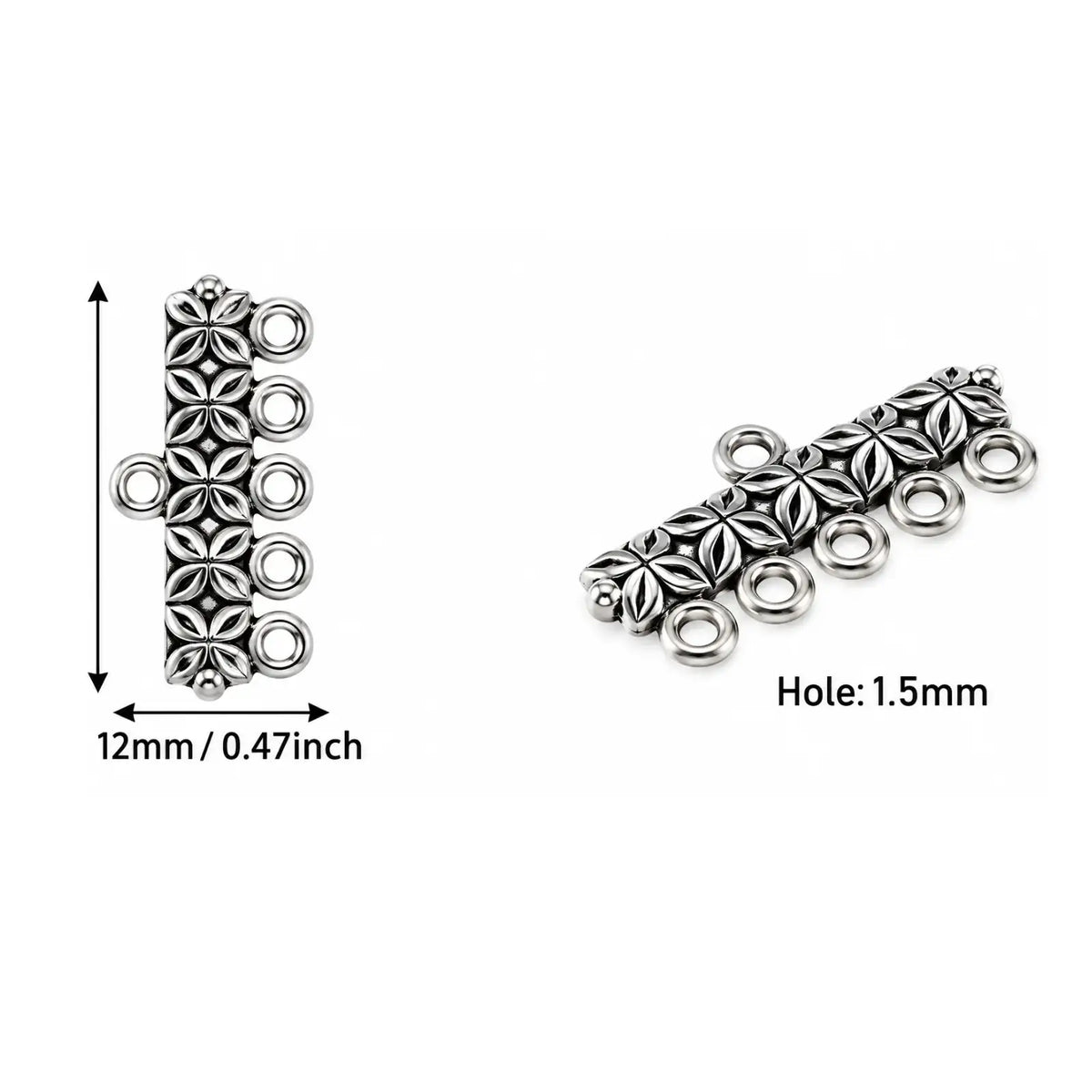 5-to-1 strand reducer dimensions 25 x 12 mm with 1.5 mm holes