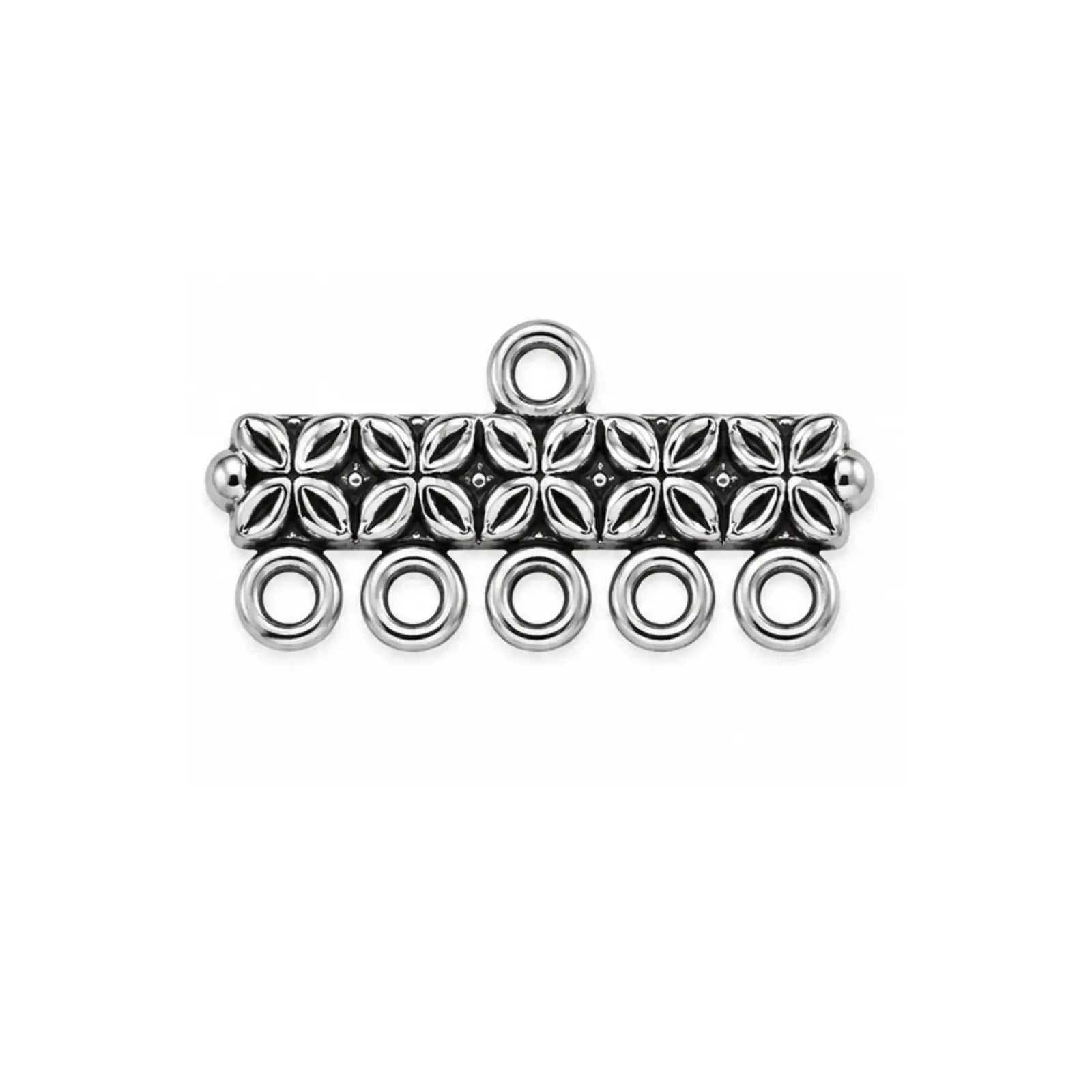 Petal 5-to-1 strand reducer in Antique Silver shown with chain and clasp