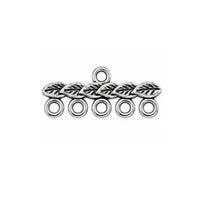 Leaf 5-to-1 strand reducer multi-strand jewelry connector in Antique Silver