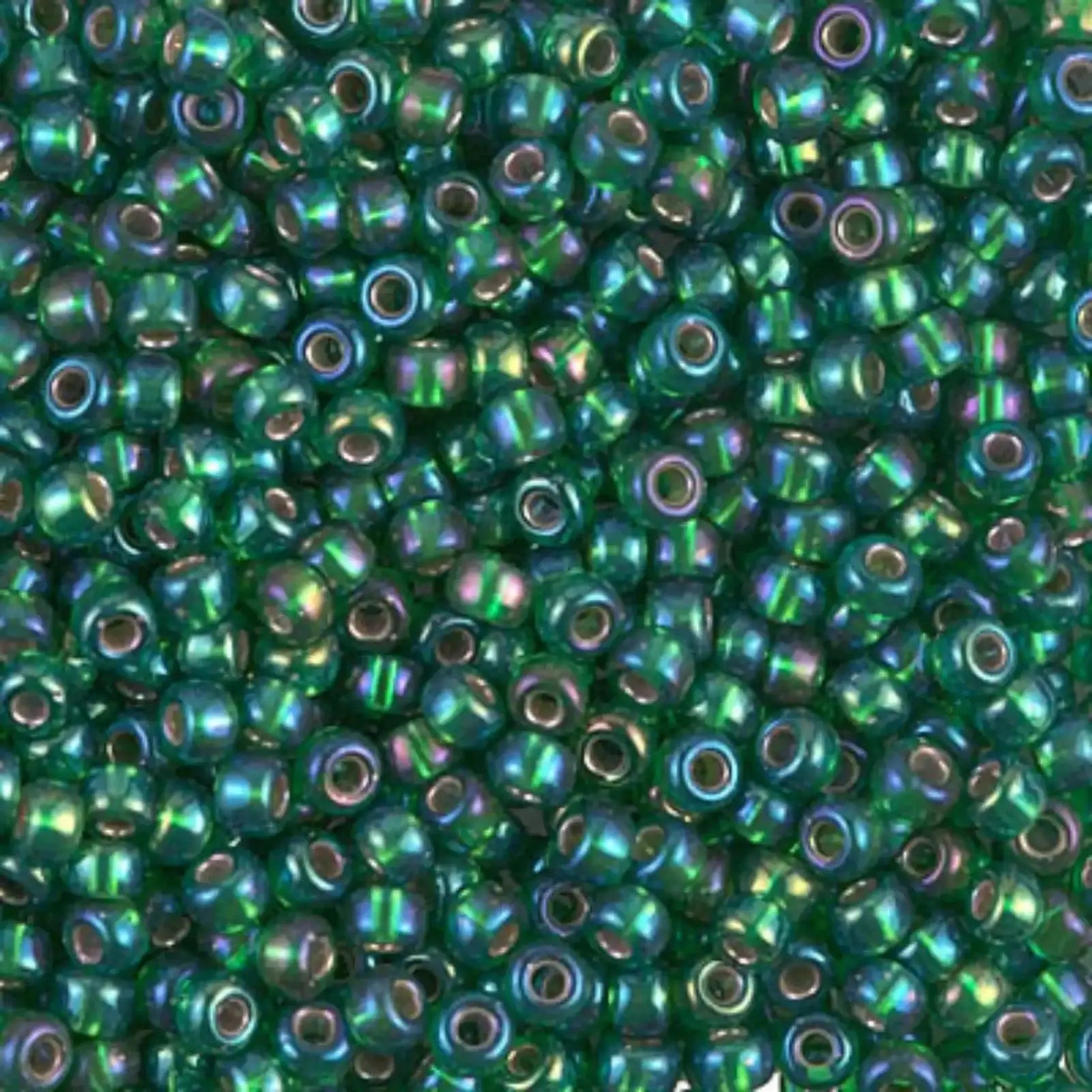 Miyuki 8/0 Seed Beads, 8-1016, Silver Lined Green AB, 10g - The Argus Collection