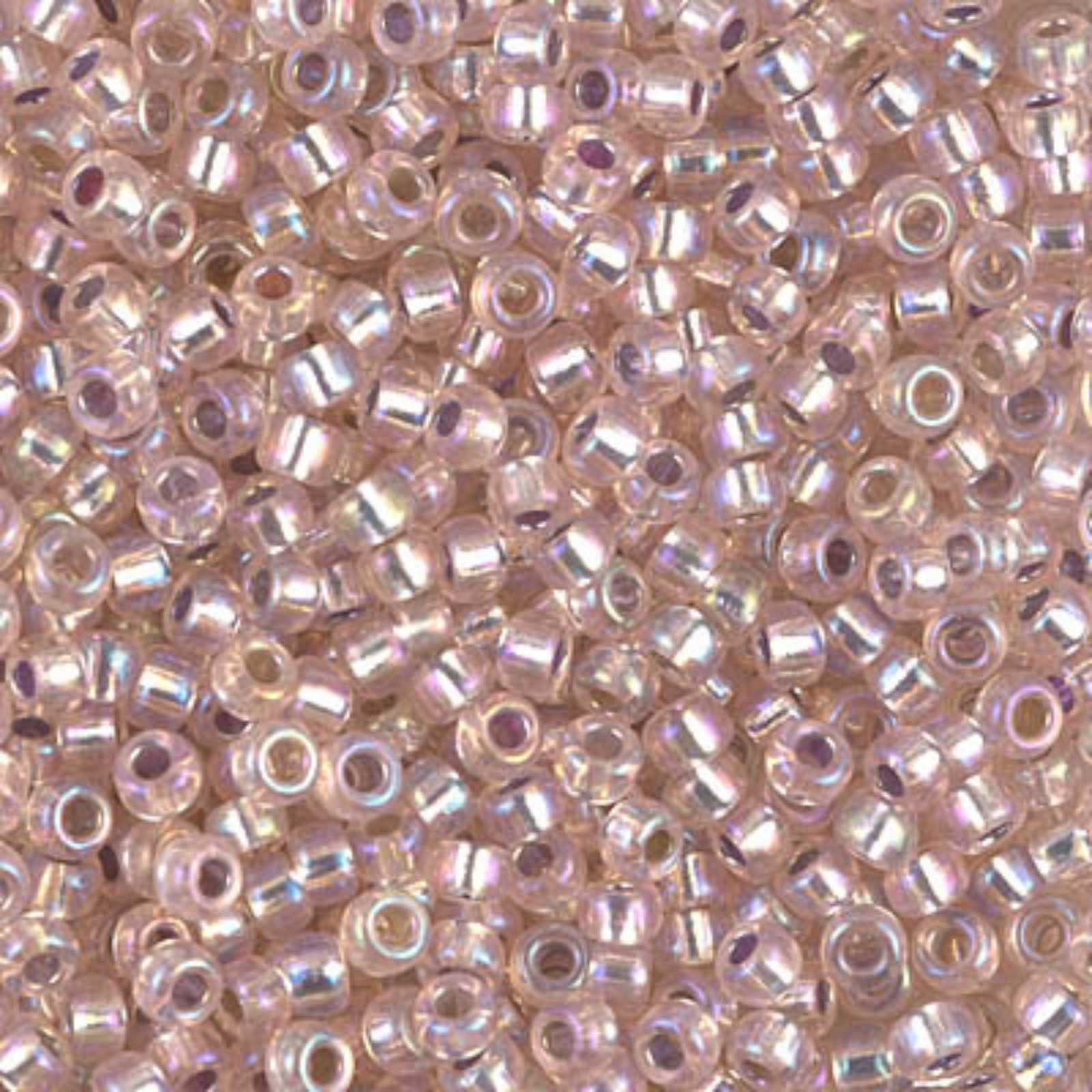 Miyuki 8/0 Seed Beads, 8-1023, Silver Lined Light Blush AB, 10g