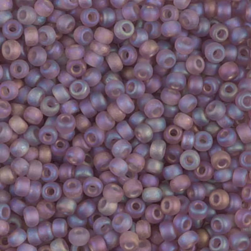 Miyuki 8/0 Seed Beads, 8-0142FR, Smoky Amethyst Matte AB Transparent, 10g - The Argus Collection