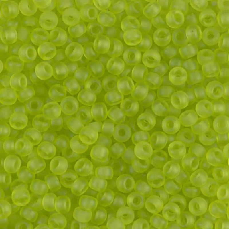 Miyuki 8/0 Seed Beads, 8-0143F, Chartreuse Matte Transparent, 10g - The Argus Collection