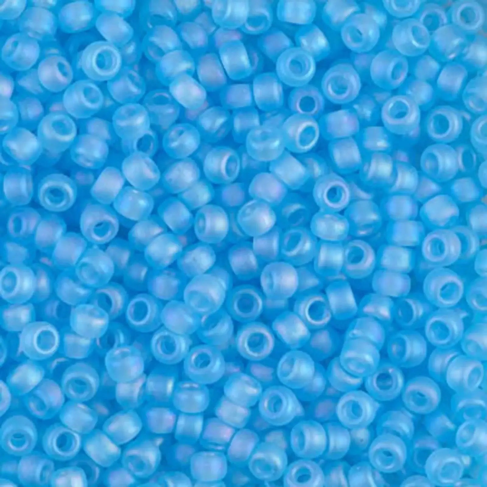 Miyuki 8/0 Seed Beads, 8-0148FR, Light Blue Matte AB Transparent, 10g - The Argus Collection