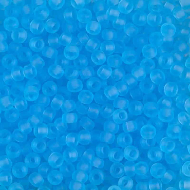 Miyuki 8/0 Seed Beads, 8-0148F, Light Blue Matte Transparent, 10g - The Argus Collection