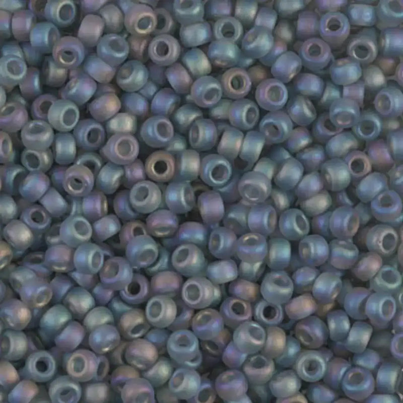 Miyuki 8/0 Seed Beads, 8-0152FR, Transparent Matte Gray AB, 10g - The Argus Collection