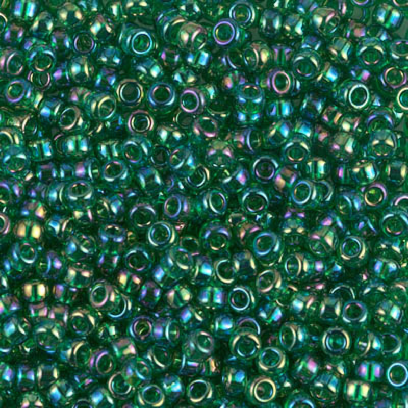 Miyuki 8/0 Seed Beads, 8-0179, Transparent Green AB, 10g - The Argus Collection