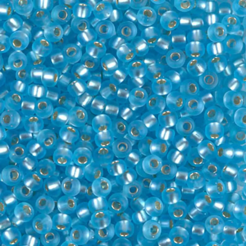 Miyuki 8/0 Seed Beads, 8-0028F, Aqua Matte Silver Lined, 10g - The Argus Collection