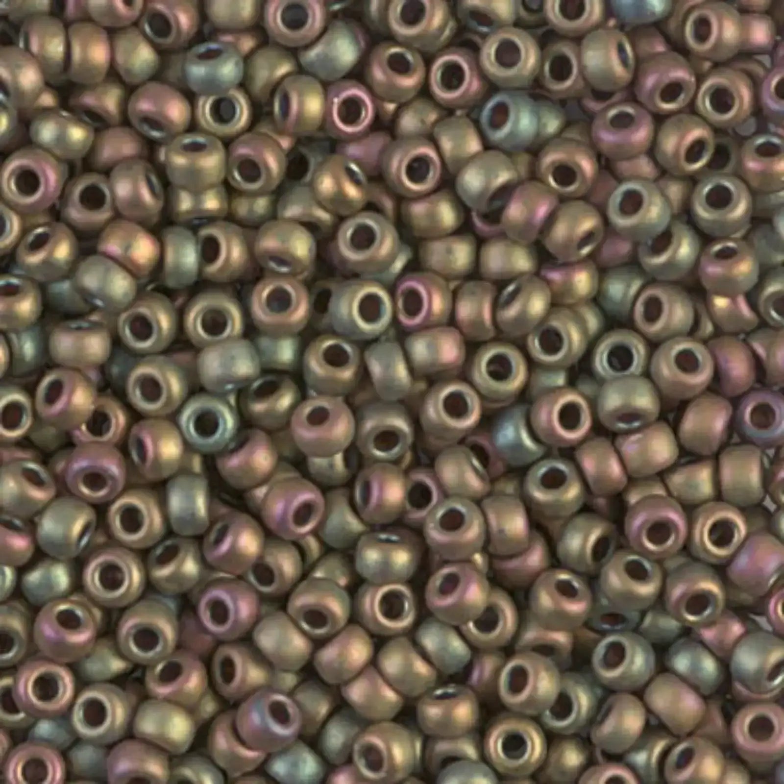 Miyuki 8/0 Seed Beads, 8-2035, Metallic Matte Khaki Iris, 10g - The Argus Collection