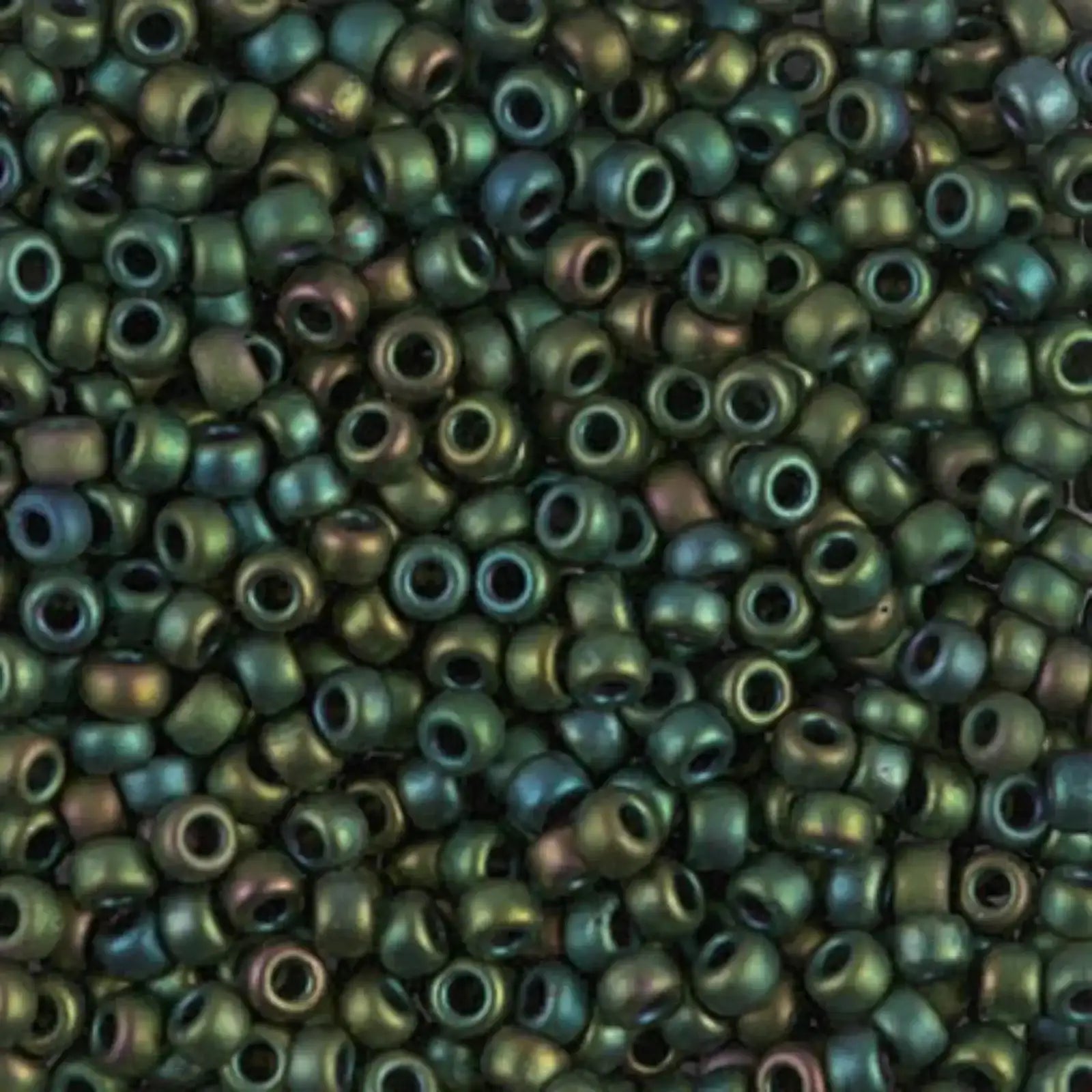 Miyuki 8/0 Seed Beads, 8-2066, Metallic Matte Dark Green Iris, 10g - The Argus Collection